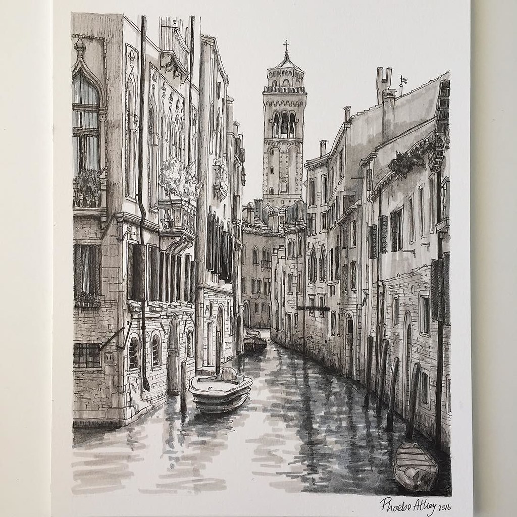 Venice. Hyperrealistic pencil drawing by Italian artist Franco Clun -  Beauty will save