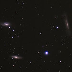 Leo Triplet (M66, M65 & NGC3628) An other test on a well-known object, in order to evaluate how feasible it is with &amp;quot;just&amp;quot; a telephoto lens and teleconverter on an eq. mount with no autoguiding. And I have to say that I need to choose fairly large galaxies, or a group of small-ish ones, otherwise even at 600mm I will struggle getting enough details to make it worth the effort. Like, I have NGC 5078 / 5101 in mind at the moment, but I doubt it would look too good if I don&#039;t have perfect focusing, perfect tracking and perfect sky conditions …

Stack of 10 x 120-second shots, each at F5.6 and 2000ISO, 600mm focal length.

EDIT : faintly visible on the original image, just up from where I cropped it and next to the galaxy IC 2745, is the famous comet 67P/Churyumov-Gerasimenko. I checked the position of the comet on the JPL ephemeris and crossed it with a deeper/better photo of this field of view, and yeah it is definitely there as a small fuzzy elongated object, about 50 - 80 arcseconds long based on IC 2745 size. I might upload an annotated version of this image to show it. ;-)