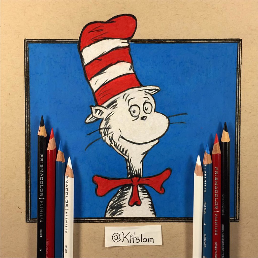  The Cat in The Hat Drawing Dr. Seuss Two Hand Drawing 