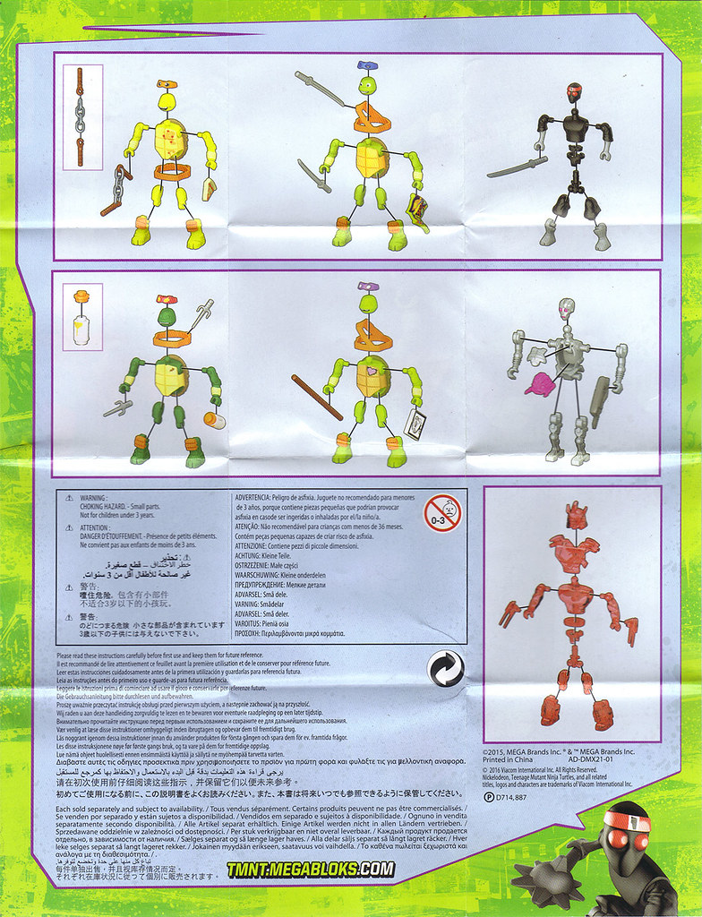 MEGA BLOKS ::  Nickelodeon TEENAGE MUTANT NINJA TURTLES ::  Micro Action Figures Series I, instructions v.1 B (( 2016)) by tOkKa