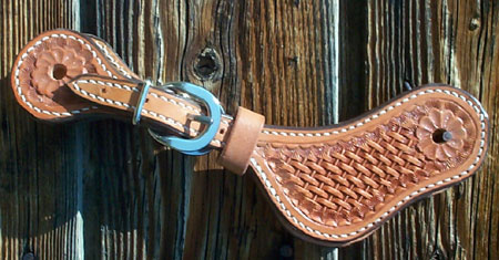 Spur Straps Show Style Belt Style Brown Alligator Pattern with Single Bullet 