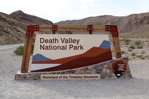 The sign welcoming you to Death Valley National Park along the Daylight Pass Road, Death Valley National Park, California