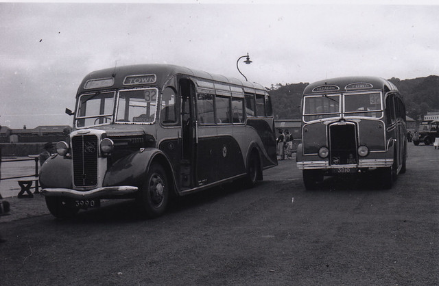 Two Buses at Guernsey's terminus 1950's