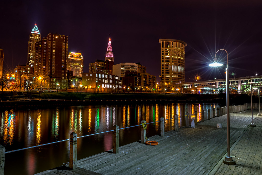 Lighting Up The Night Downtown Cleveland Seen From Across … Flickr