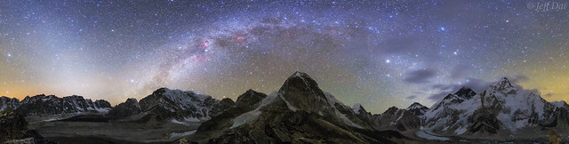 Milky way arc and Zodiacal light over the Himalayas