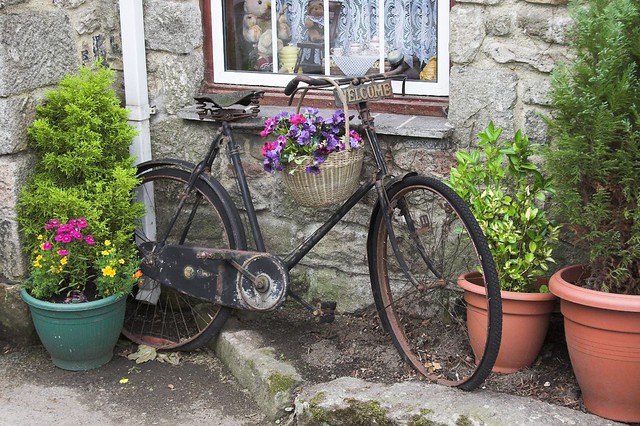 Bicycle and window, Widecombe in the Moor