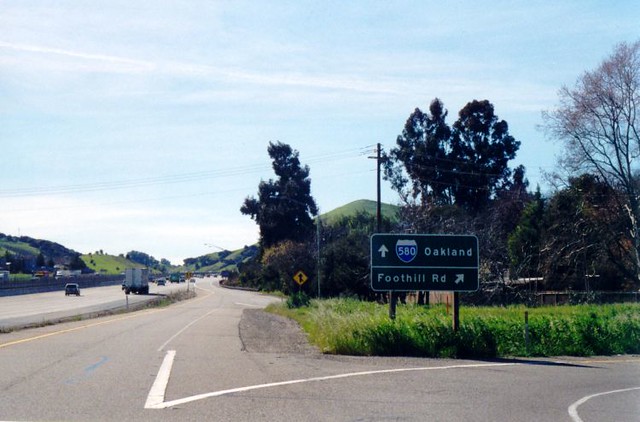Foothill Road off-ramp, westbound I-580, Dublin, California, March 2000
