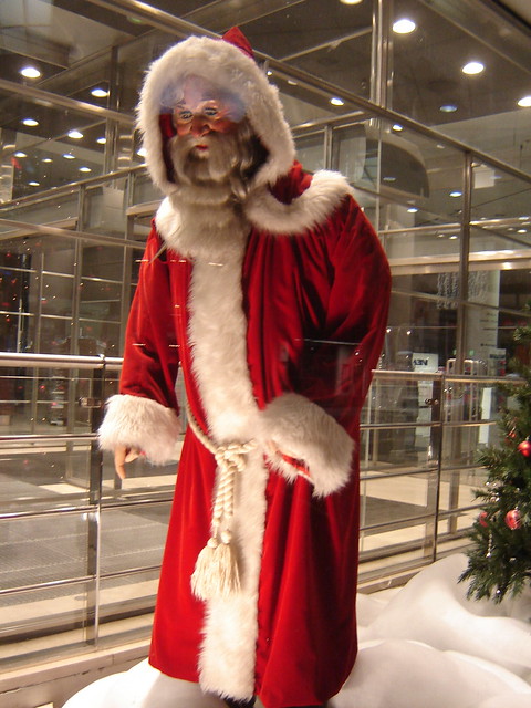 Old Santa Claus looks at modern Helsinki