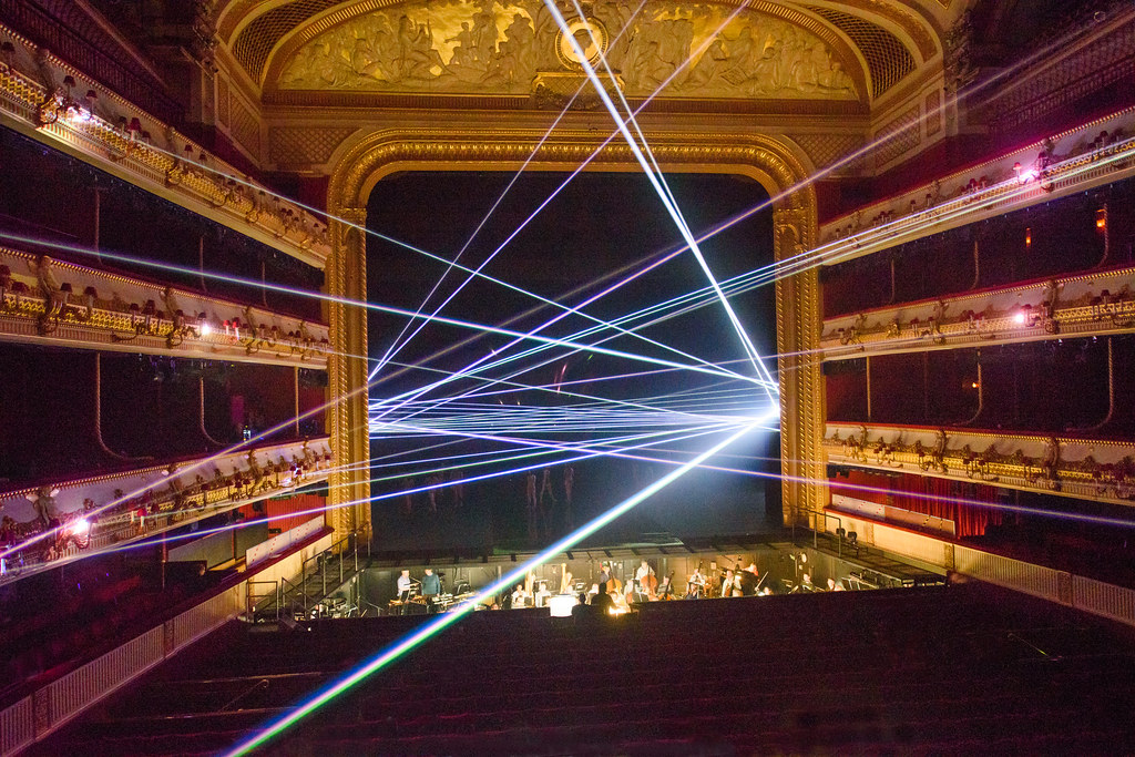 Laser beam display in Woolf Works ©ROH 2015. Photograph by Tristram Kenton