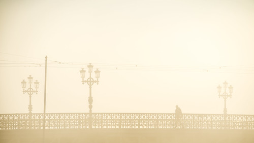 bridge autumn sun mist monochrome silhouette fog sunrise se sweden stockholm outdoor sverige bro höst djurgården dimma djurgårdsbron stockholmslän canoneosm3 canonefm55200mmf4563isstm