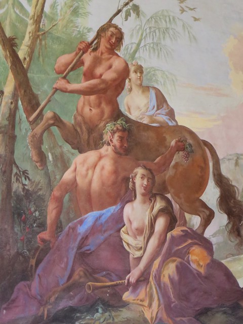 Mythe de Bacchus et thème de la musique, décor de Jacopo Guarana (1720-1808),  villa Pisani detta La Nazionale, 1720-1735, Stra, Ville métropolitaine de Venise, Vénétie, Italie.