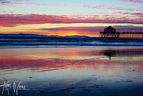 ocean california sunset sea reflection beach coast pier sand nikon southerncalifornia orangecounty oc huntingtonbeach hb nikond3000 kerrinikolephotography