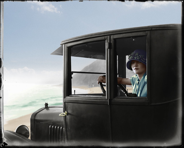 Lady in car(Colorized)