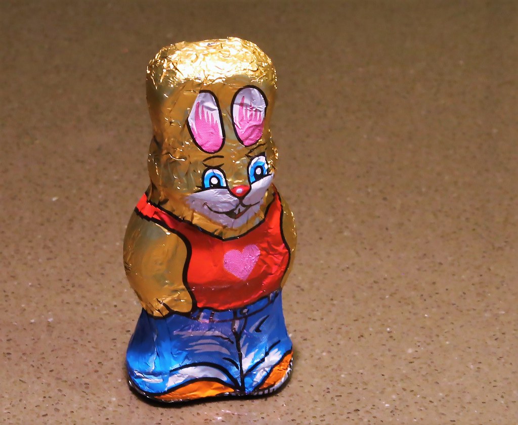 Odd Foil-Wrapped Chocolate Bunny