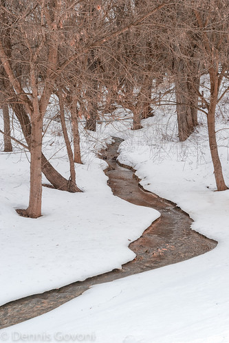 winter snow ice water creek landscape