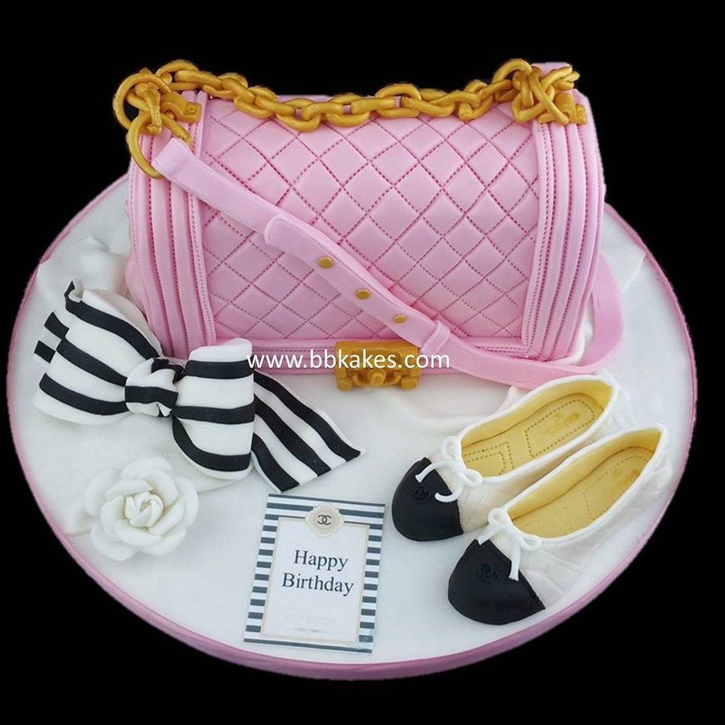 Ask and thou shall receive! Pink #Chanel bag cake with fas…