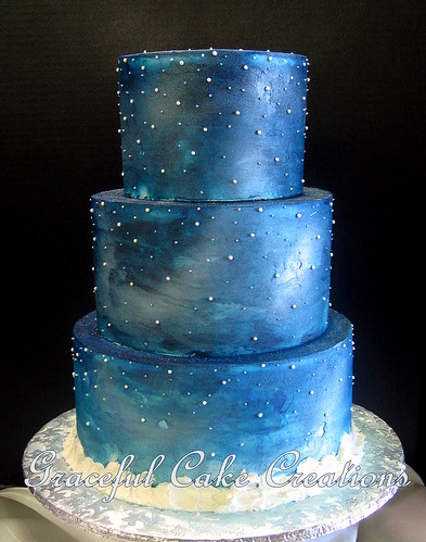Elegant Starry Night Christmas Wedding Cake | Graceful Cake Creations ...