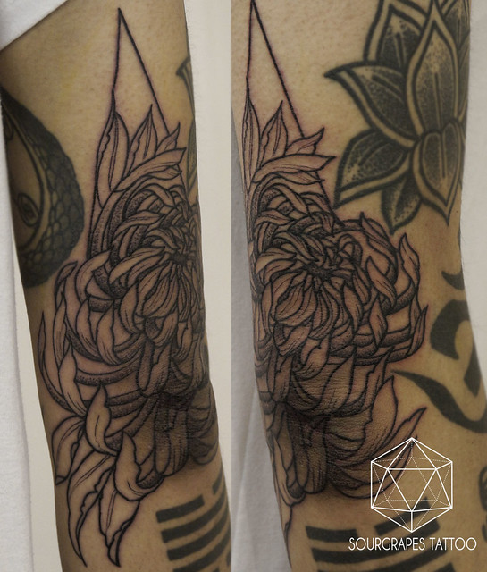 Chrysanthemum Dotwork Tattoo