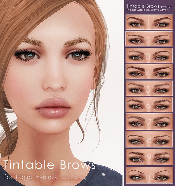 Tintable Brows (white) for Logo Heads