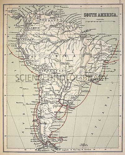 los viajes de Darwin en el  Beagle,  Voyage Map South America, entre Coquimbo y Copiapó el viaje fue a lomo de mula, nada envidiable