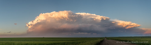 Storm remains as sunset approaches by OKWeatherWatch, sunset storm pano anvil