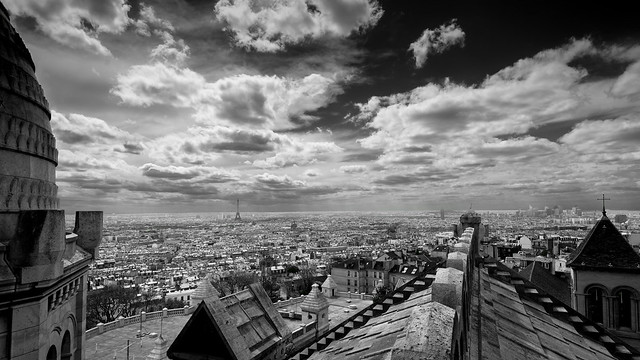 above the rooftops of Paris