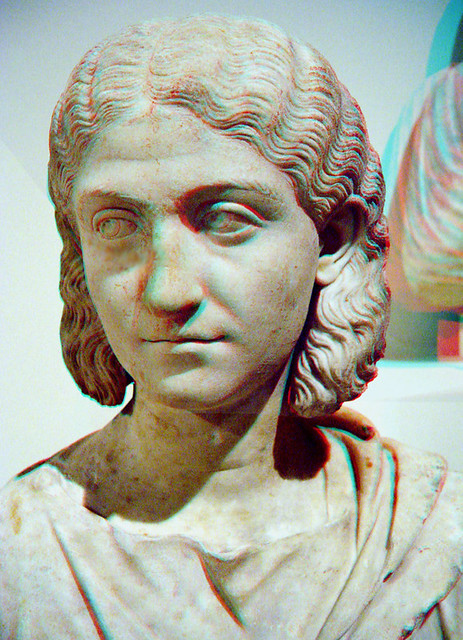 Roman female portrait bust in Anachrome 3D