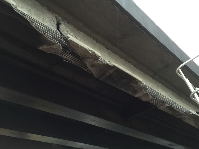 Damaged bridge girder