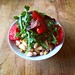 Vegan deconstructed BLT using mushroom bacon over white beans and brown rice. Such a yummy filling lunch! #saltfree #glutenfree #veganfood #vegancooking #vegan #veganfoodshare #salad #recipetesting
