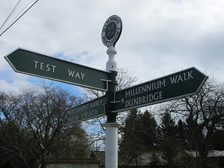 Signpost in Mottisfont Village SWC Walk 58 Mottisfont and Dunbridge to Romsey taken by Karen C. 