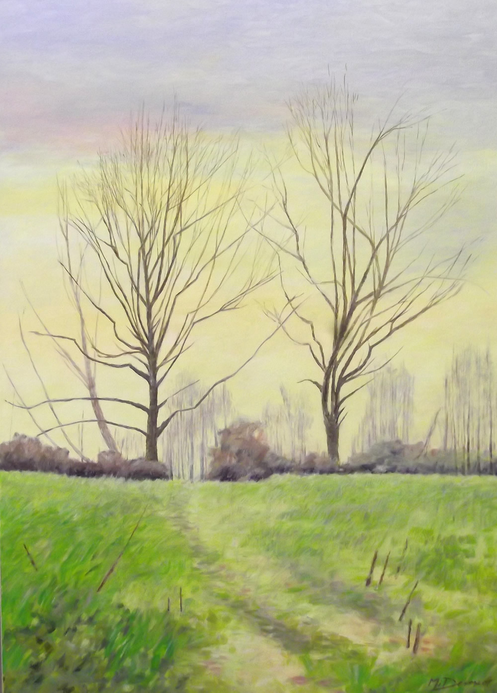painting 'hiver en Dordogne' 70 x 50 cm. acrylique sur toile.