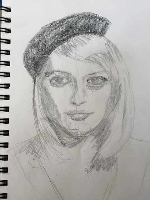 First Pass Pencil Sketch of Faye Dunaway