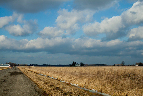 road clouds michigan farmland fields february