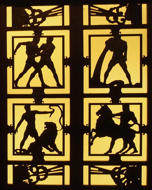 'Art Deco' Zodiac - bronze  lift door screen, Selfridges, 1928 - Museum of London, London EC2 ..