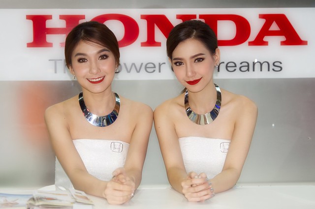 Beautiful, sexy presenters for Honda at the 37th Bangkok International Motorshow at IMPACT Challenger in Muang Thong Thani, Nonthaburi, Thailand