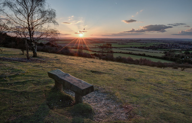 Setting Sun and a Bench