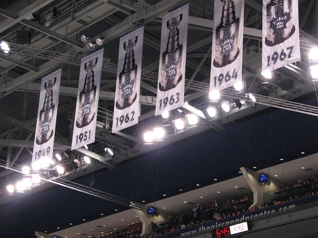 Leafs Rafter Banner Maple Leaf Banners | Hanging from the rafters of the ACC. | Rod Bailey ...