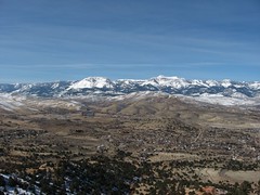 View of Mount Rose and Slide Mountain in the Sierra Nevada Mountains from Geiger Grade near the summit of the Virginia Range