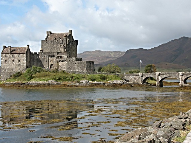 The 13th Century Eilean Donan castle is on a small tidal island where three lochs meet, Loch Duich, Loch Long and Loch Alsh, in the western Highlands of Scotland.