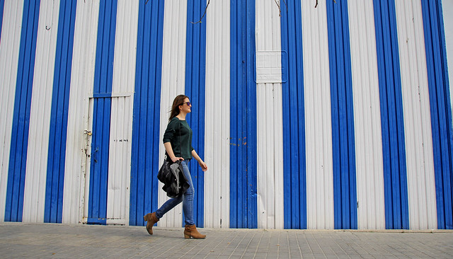Walking in Blue and White