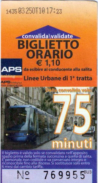 Italy Padua Ticket Tram 2 2010