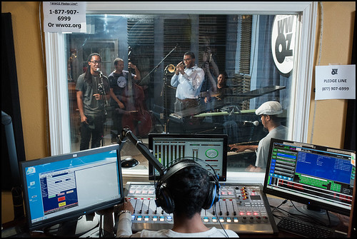 Watching Jesse McBride and the Next Generation in the studio during the modern jazz show with Sondra Bibb for the WWOZ 2016 Spring Pledge Drive on March 16, 2016. Photo by Ryan Hodgson-Rigsbee www.rhrPhoto.com