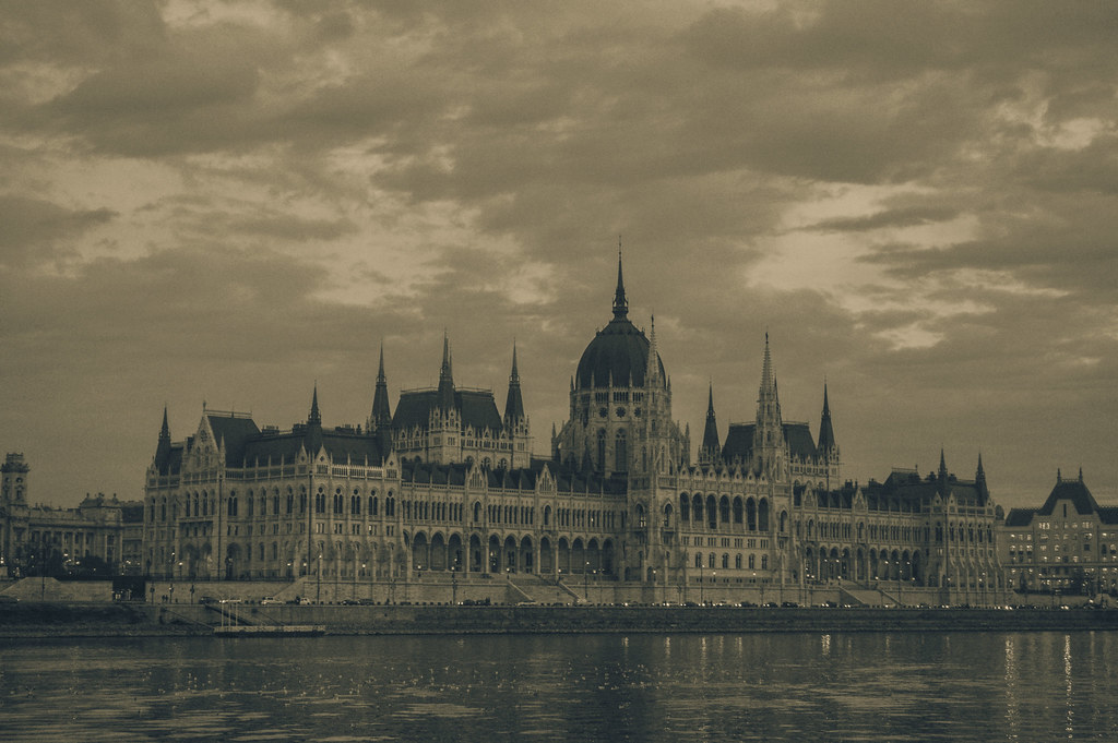 Budapest Parliament black and white