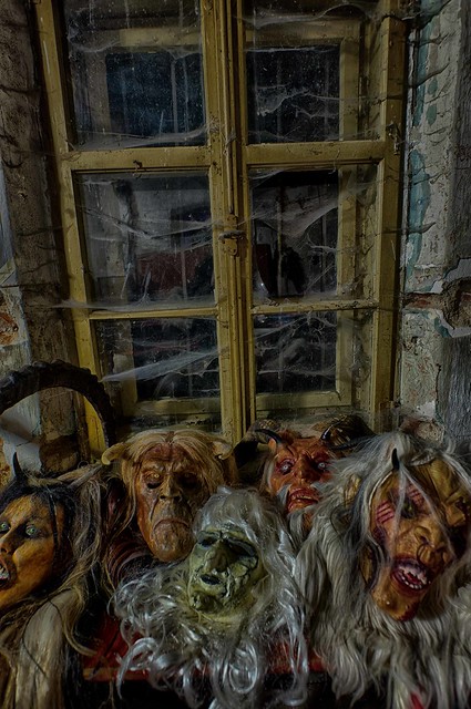 Masks in a spooky house