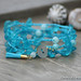 Peacock Blue 'Sea Glass' Pebbles Crocheted Bracelet