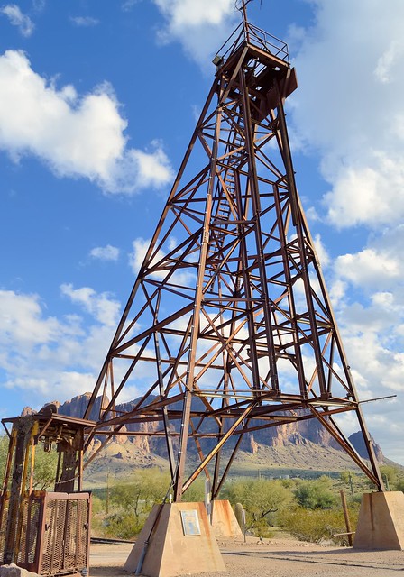 Minehead elevator steel lattice tower - Goldfield Ghost Town museum, Apache Junction, Arizona.