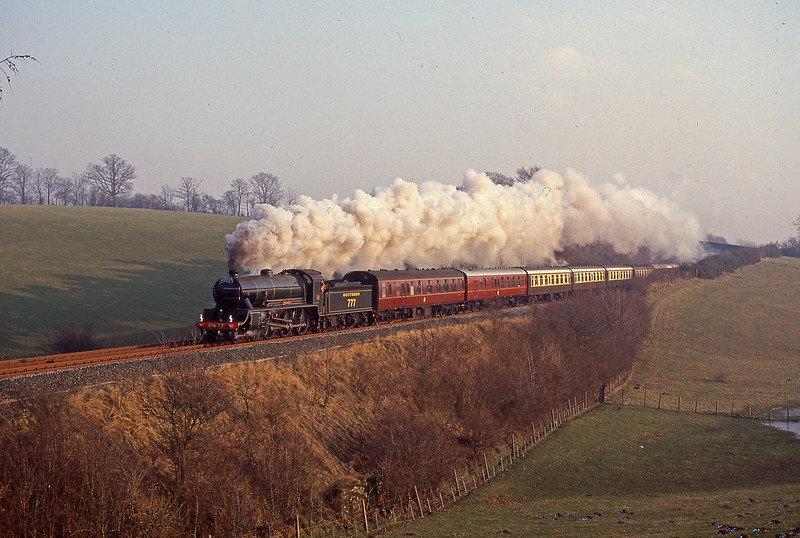 Sir Lamiel minus smoke deflectors with a northbound Cumbrian Mountain express after the Appleby water stop.