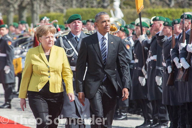 Angela Merkel empfäng Barack Obama in Hannover mit militärischen Ehren