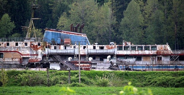Queen Of Sidney. An Old BC Ferry Docked at the Foot of Copper Avenue, Silverdale (on the banks of the Fraser River) - Mission, British Columbia, Canada.