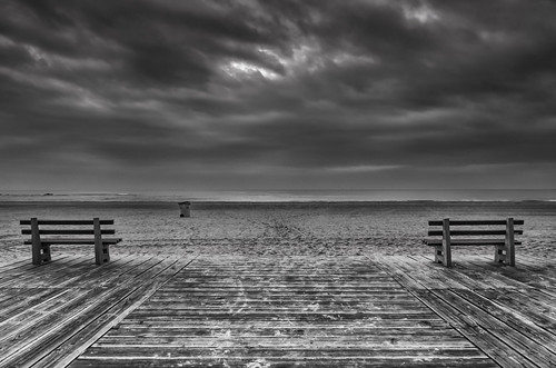 morning sky blackandwhite beach monochrome clouds sand santamonica symmetry pch pacificocean boardwalk benches emptiness santamonicastatebeach dogwood52 dogwood52week5